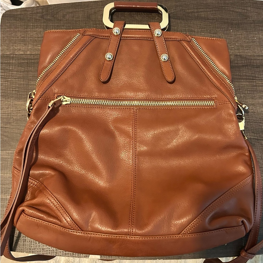 Preloved Large Cynthia Rowley Brown Leather Crossbody Handbag